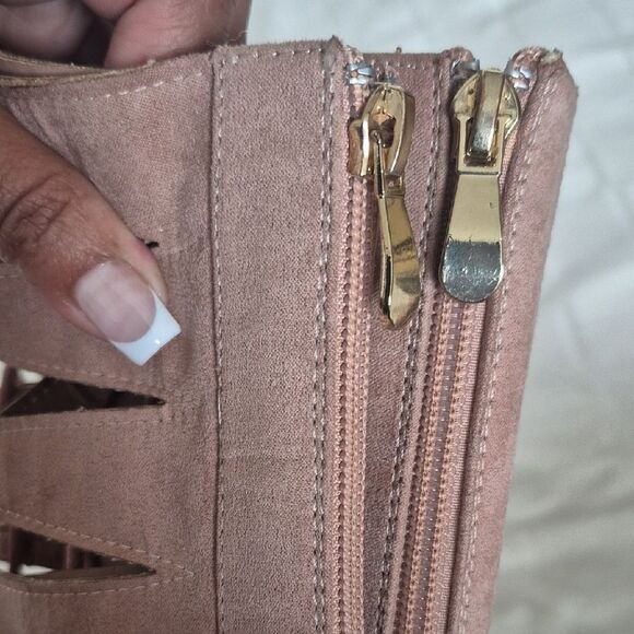 Fashion Nova Tan Over the Knee Lace-Up Boots - Picture 12 of 16